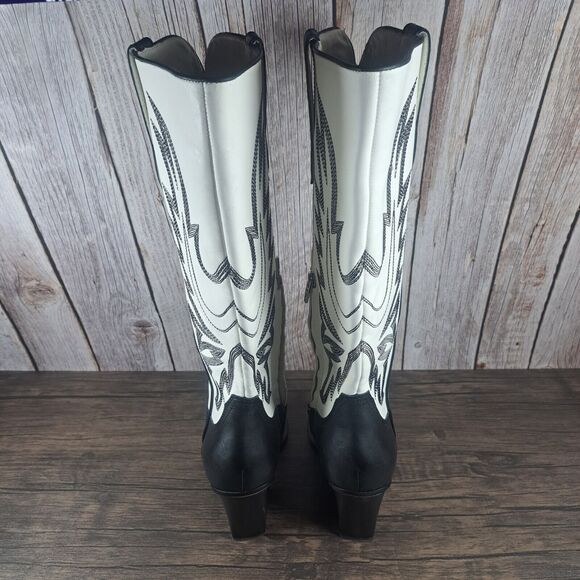 Dolce Vita Blanch Western Cowboy Boots Women's Sz 9.5 Black White 3"Heel (GUC) - Picture 4 of 11